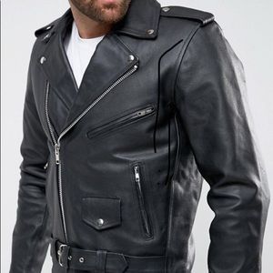 ASOS real leather biker motorcycle jacket